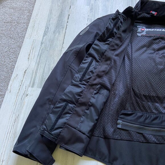 First Gear Mens Size Medium Rush Hypertex Motorcycle Jacket Black/Gray - Picture 9 of 12